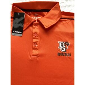 Colosseum Men's Medium BGSU Polo Shirt Orange Falcons Logo NWT 100%‎ Polyester